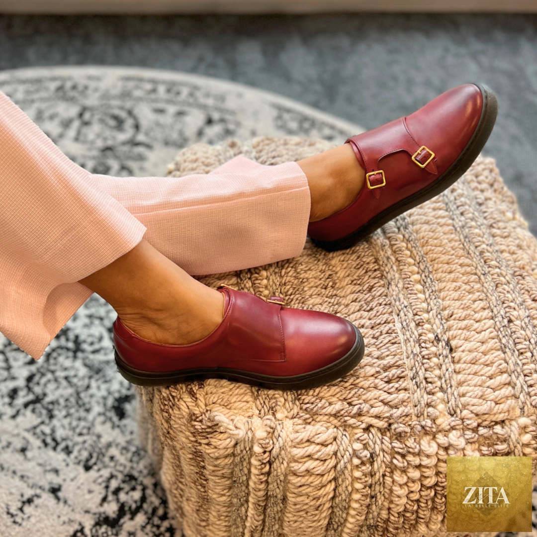 Women's MOCALMO Tosca Bordo slip-on sneakers with a sleek, burgundy design and comfortable casual style.
