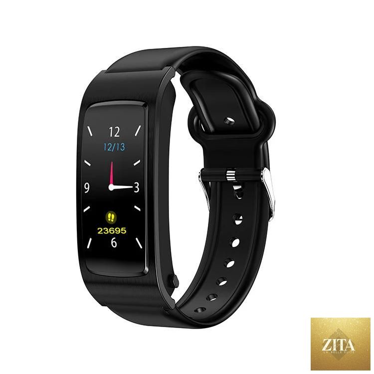 Vain Products men's smart watch with 114 screen info sync, call prompt, sleek black band, and digital display interface.