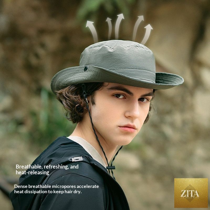Wide-brim UV protection nylon sun hat by Zita La Belle Elite, breathable outdoor hat for women and men, shown on a person outdoors