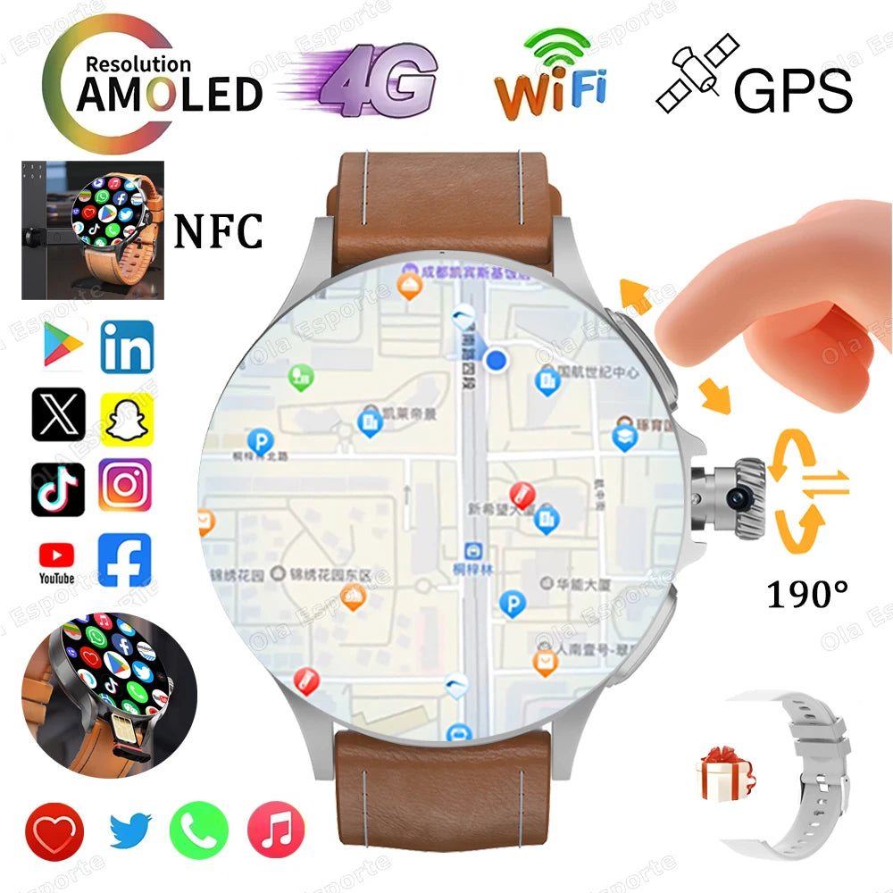Sim Card NFC Smart Watch GPS Tracker 5G/WIFI BT Call 800W Camera 1.95Inch Payment Heart Rate Fitness Sport 1000Mah Smartwatch Me
