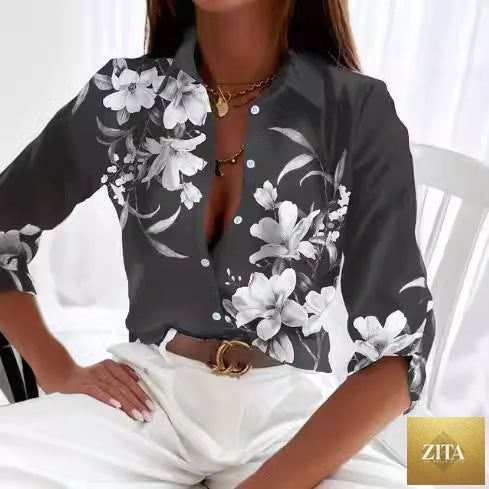 Women’s stripe print long-sleeve blouse by FitiqueFit, casualwear with a stylish striped pattern and relaxed fit.