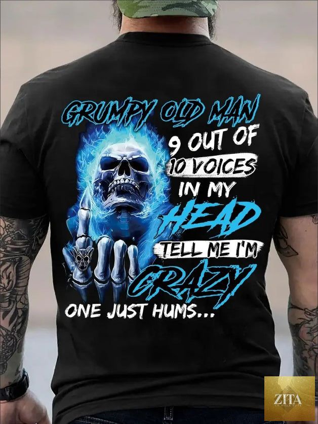 Plus size skull graphic streetwear shirt by Zita La Belle Elite with 3D back print and oversized fit, casual men's streetwear style.