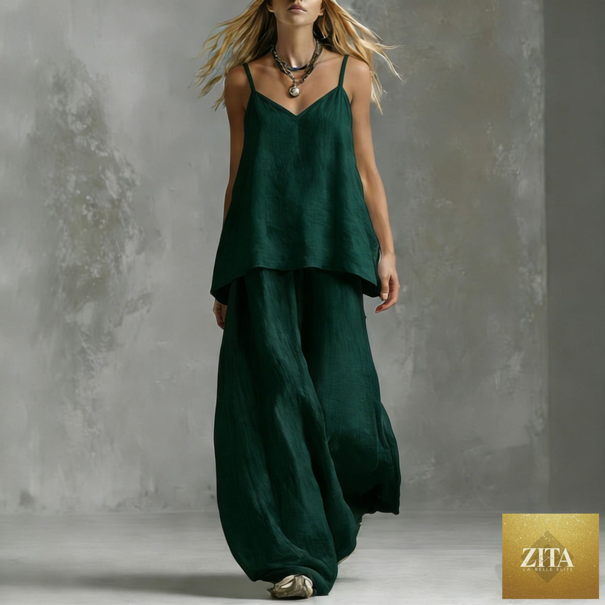 Women's sleeveless off-shoulder elegant pantsuit by FitiqueFit, casual 2-piece set with stylish tailored fit and modern design.