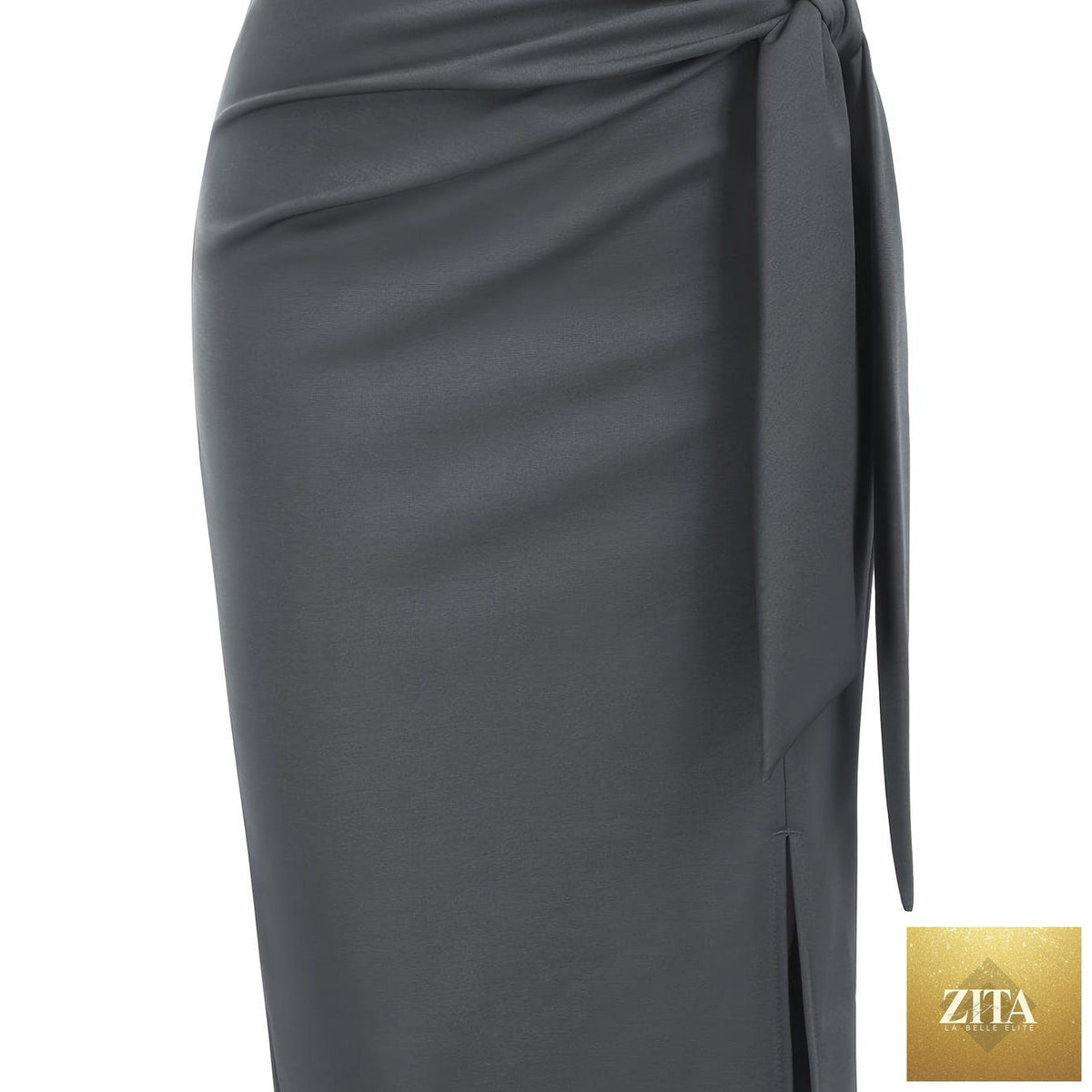 Elegant monochrome high-waisted knee-length skirt for women by Zita La Belle Elite, shown in classic black and white fabric.