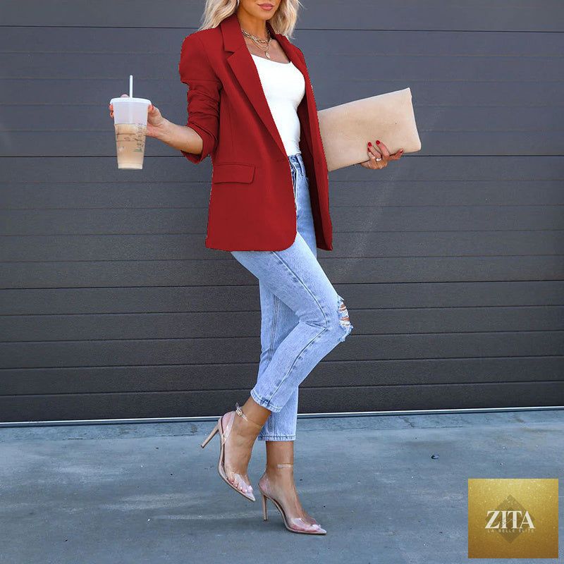 Women’s open-front casual blazer by Zita La Belle Elite, shown in a stylish, relaxed fit for everyday wear.