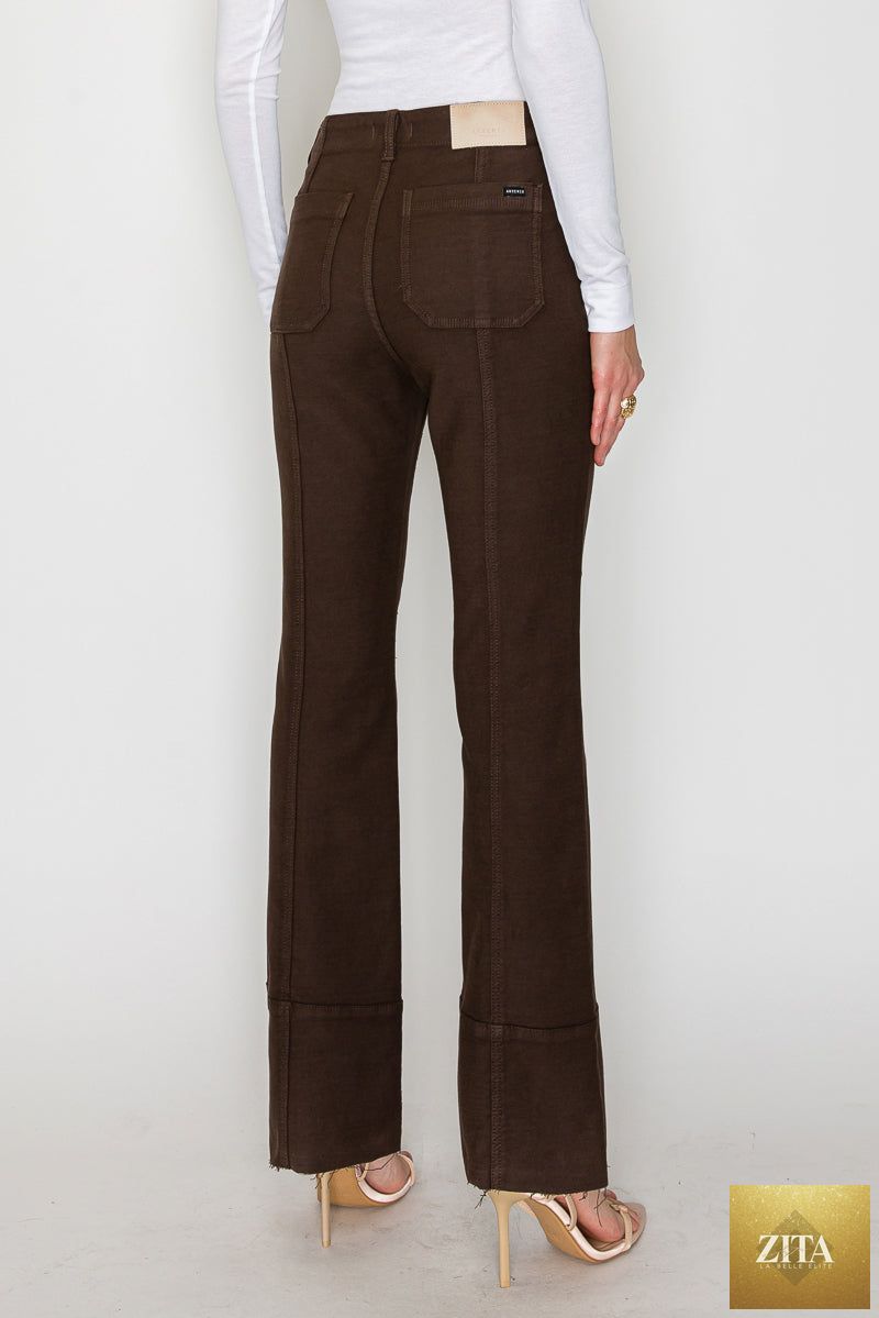 Helena Tummy Control High Rise Bootcut Jeans by Artemis Vintage, showing dark wash denim with a fitted waist and flared leg.