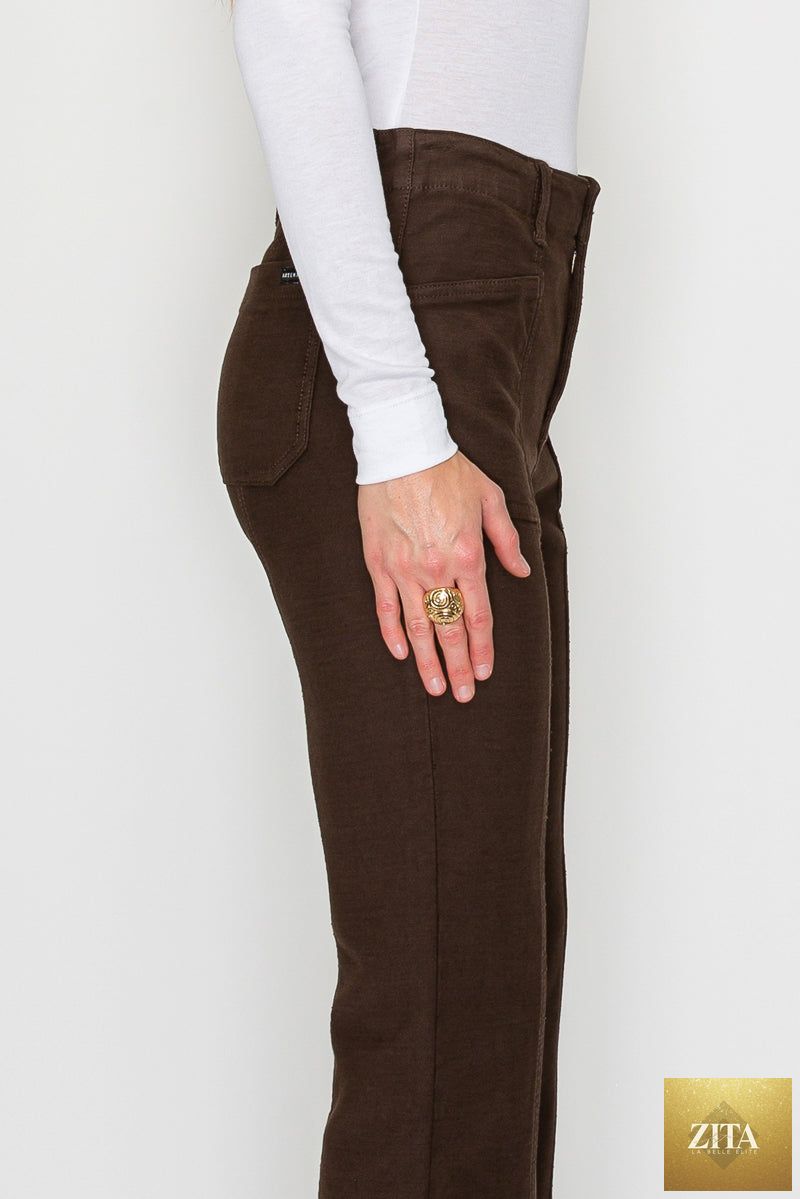 Artemis Vintage Helena high-rise bootcut jeans with tummy control, dark denim, and classic fit on a model.