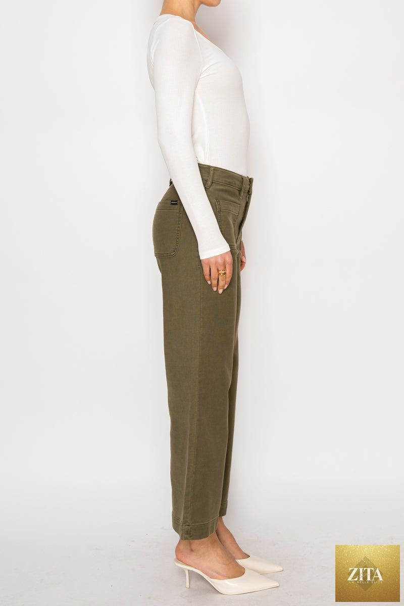 Artemis Vintage Margot high-rise crop palazzo jeans, classic denim with a relaxed fit and wide-leg style on a model.