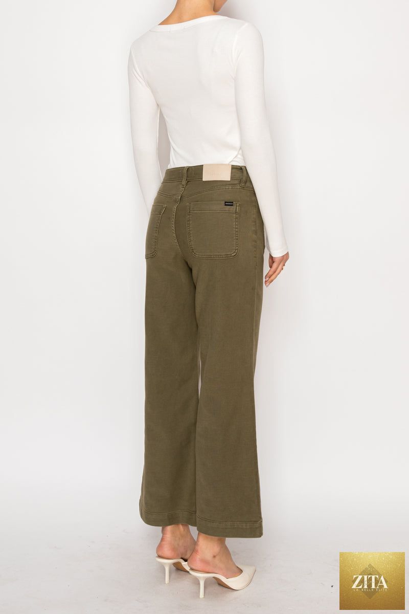 Artemis Vintage Margot high-rise crop palazzo jeans, classic denim with wide-leg style, shown in a natural pose.