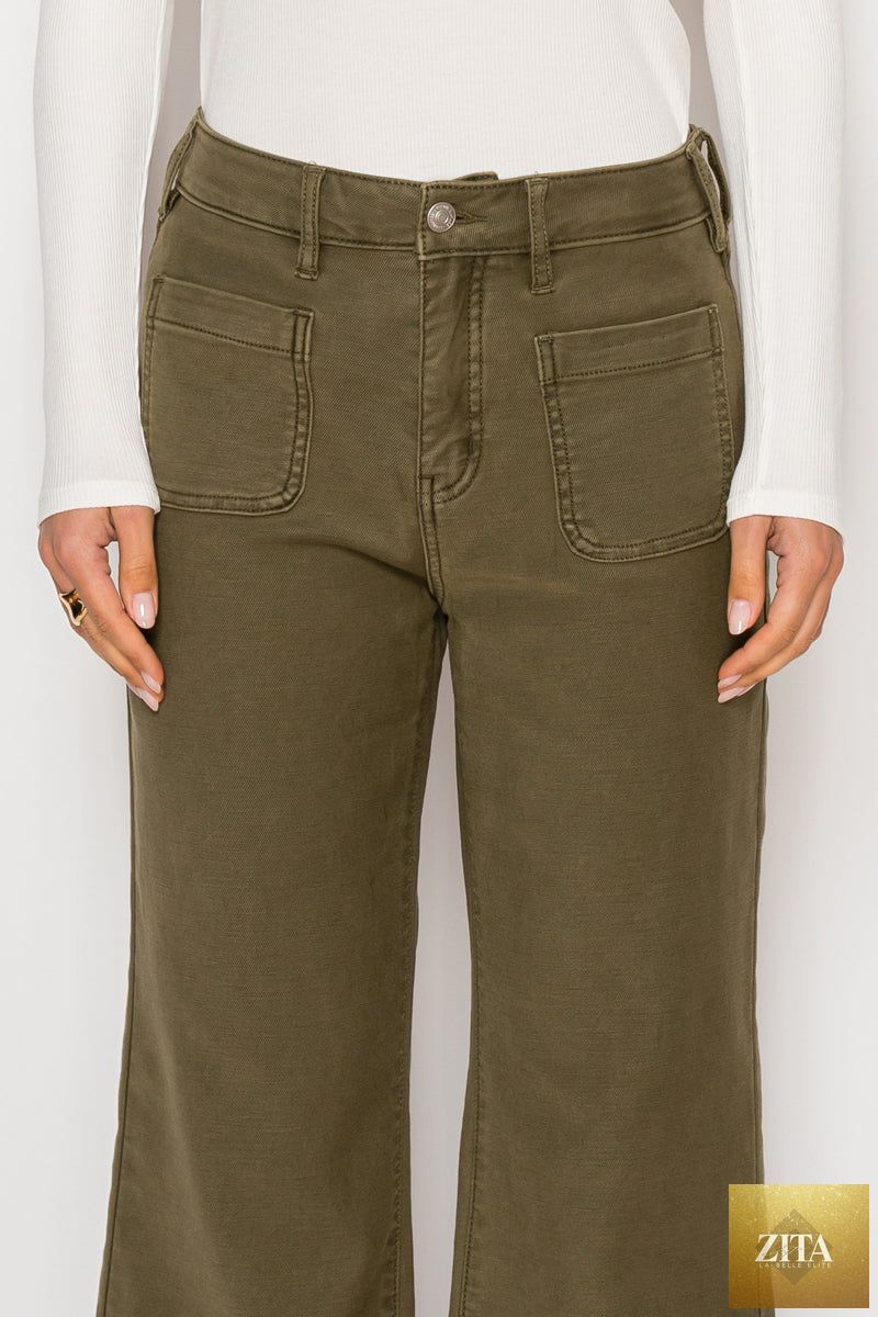 Artemis Vintage Margot high-rise crop palazzo jeans with classic fit and wide leg, shown in denim fabric.