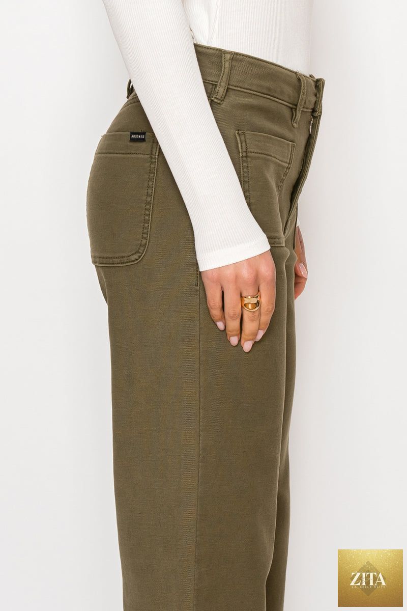 Artemis Vintage Margot high-rise crop palazzo jeans in classic denim, featuring a relaxed fit and wide-leg silhouette.