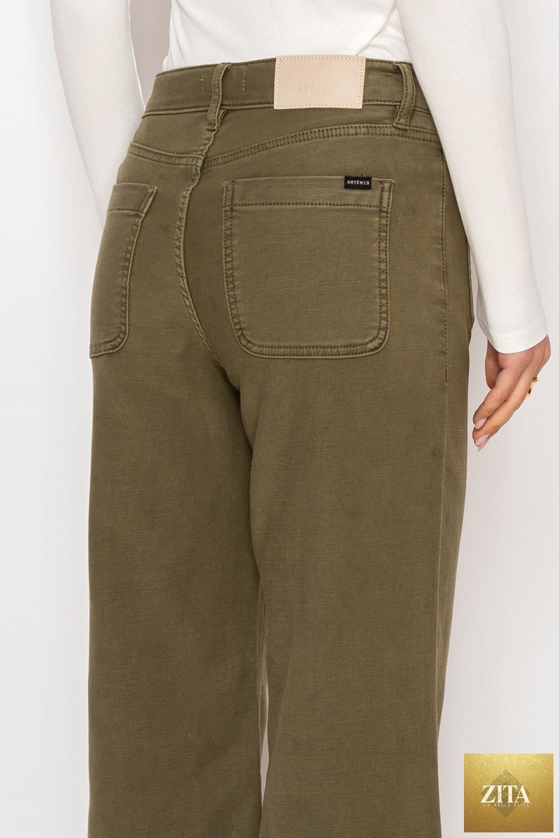 Artemis Vintage Margot high-rise crop palazzo jeans in classic denim, featuring wide-leg style and high waist.