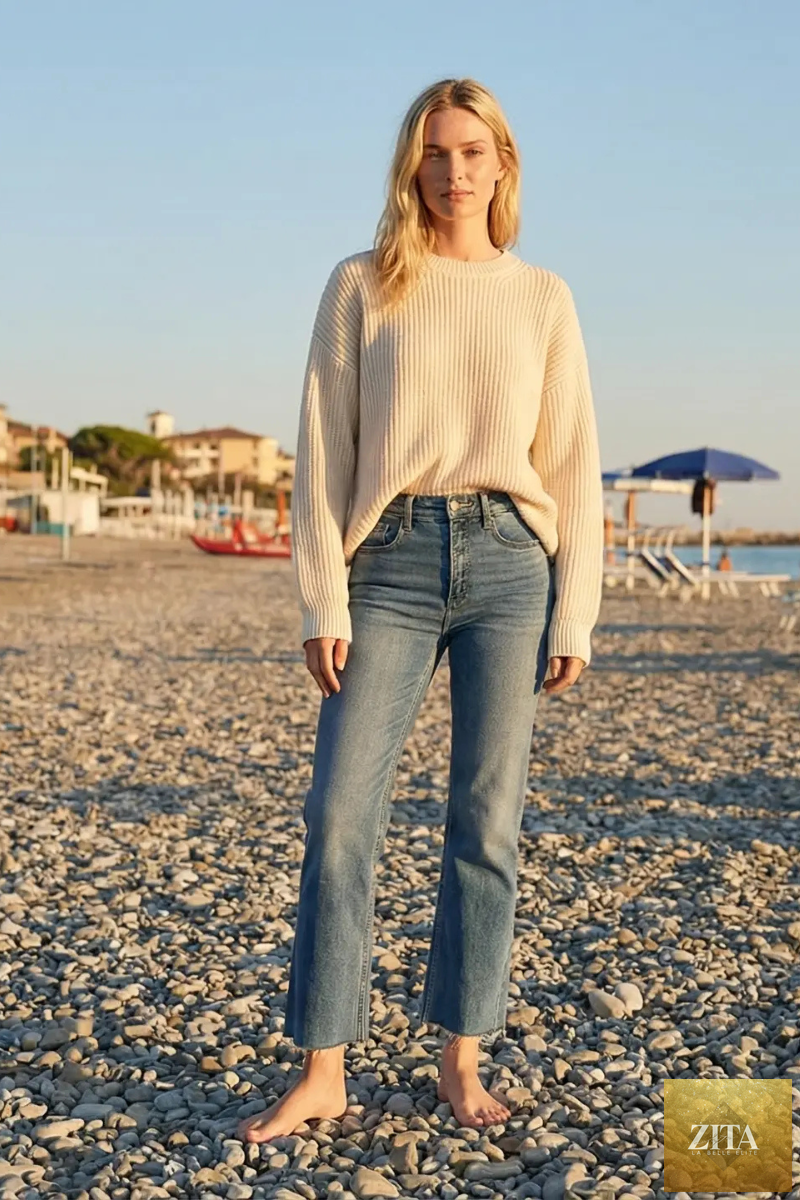 Artemis Vintage tummy control high-rise straight jeans with single cuff detail, showing fit and classic denim style.