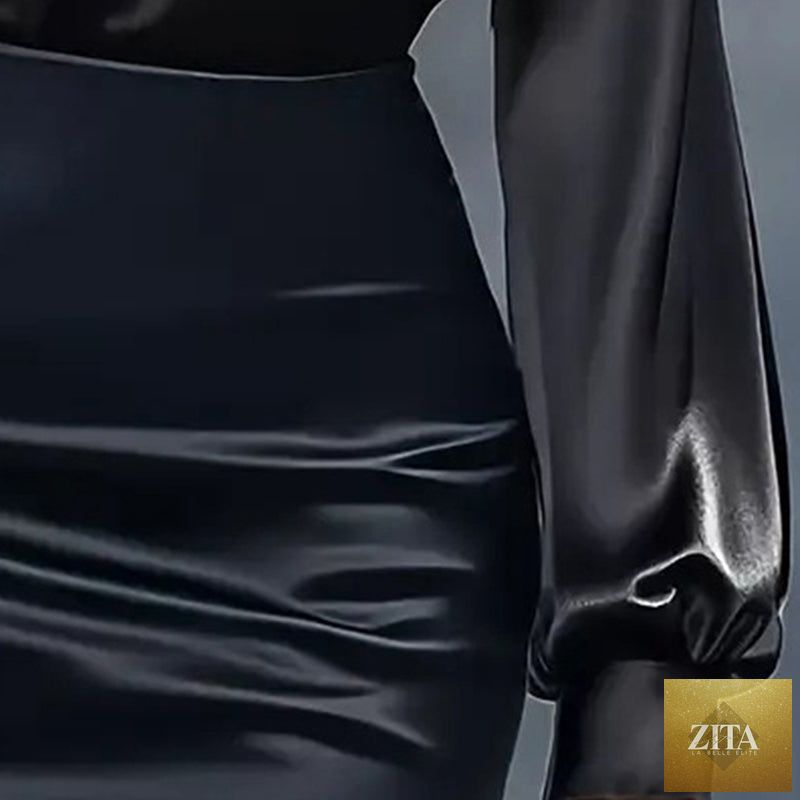 Women's V-neck casual blouse by FitiqueFit, relaxed fit long sleeve shirt, stylish business casual top, light fabric, versatile design.