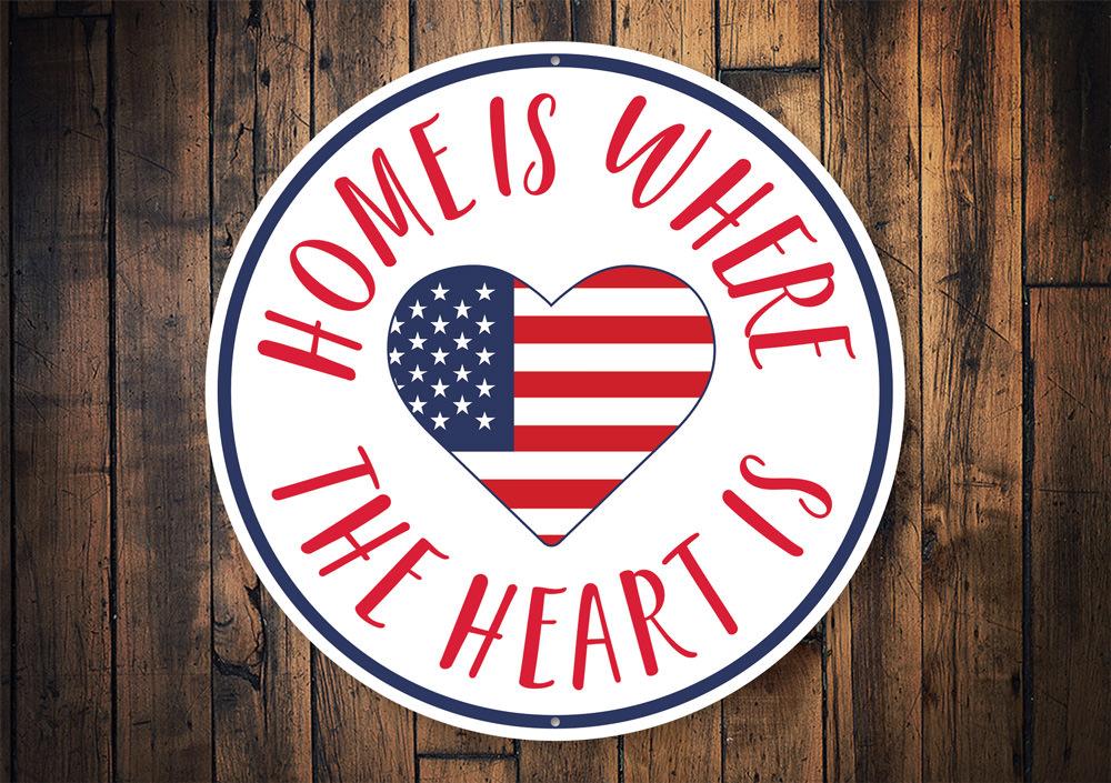 American Flag Heart Sign