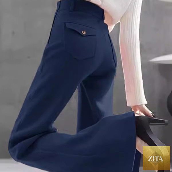 High-waisted slimming workwear bootcut pants in black, designed for professional office attire, from My Store.