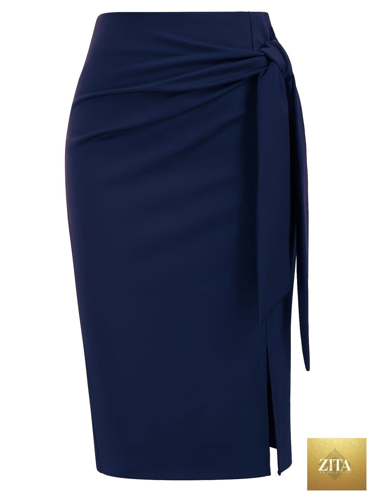 Elegant monochrome high-waisted knee-length skirt for women by Zita La Belle Elite, shown in a sleek, stylish design.