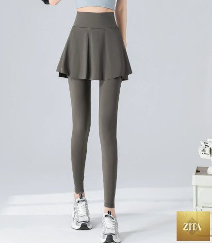 Women's high-waisted yoga pants with butt-lifting effect, black stretch fabric, fitted design, and elastic waistband.