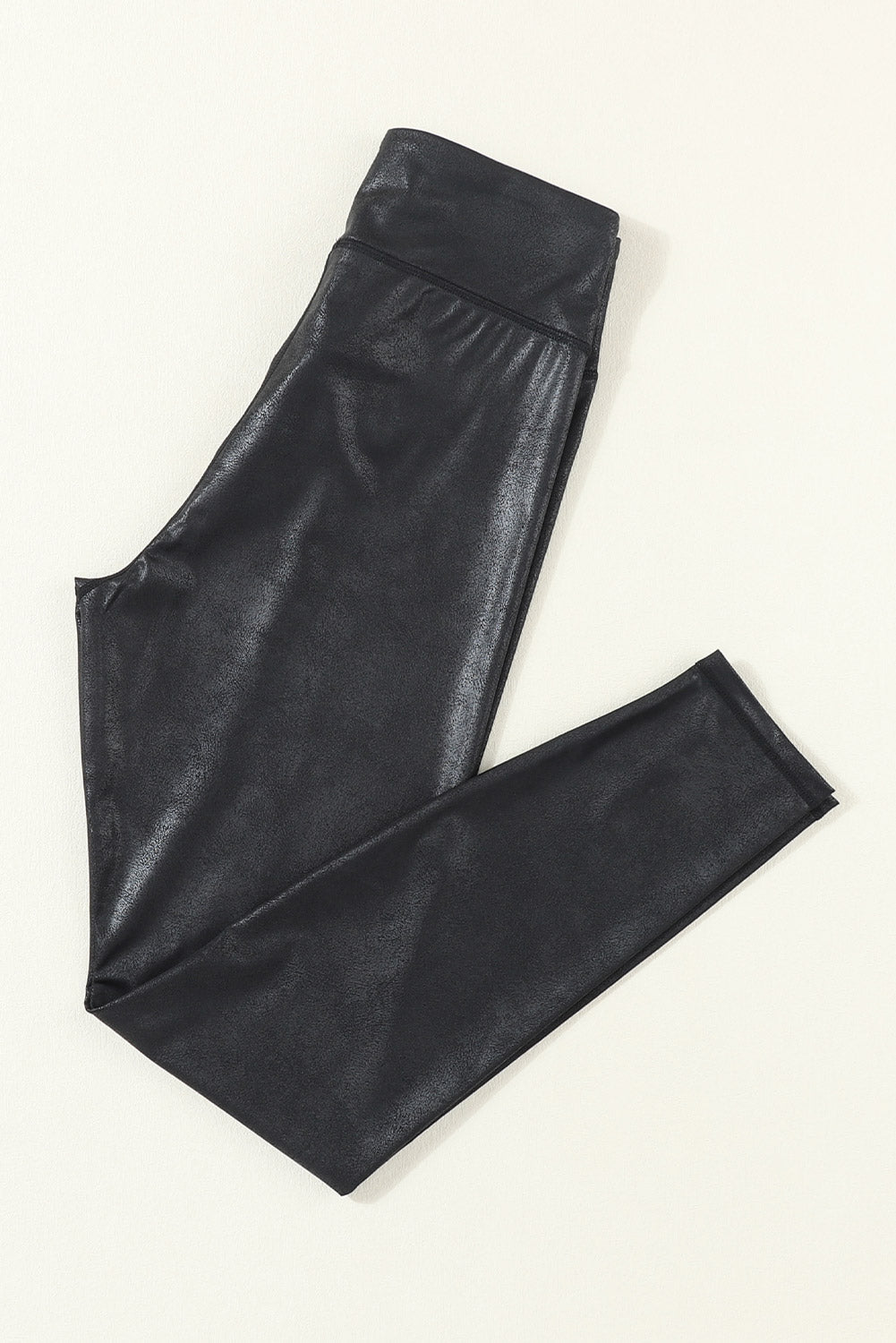 Solid Crossed Dip Waist Leather Leggings Byzantium Bay