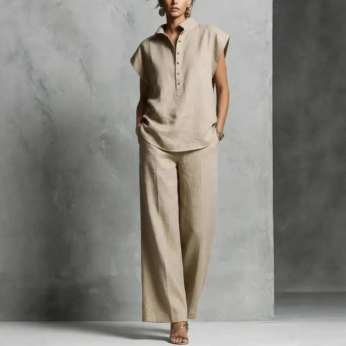 Women's Casual Sleeveless Top & Full-Length Pants Two-Piece Set