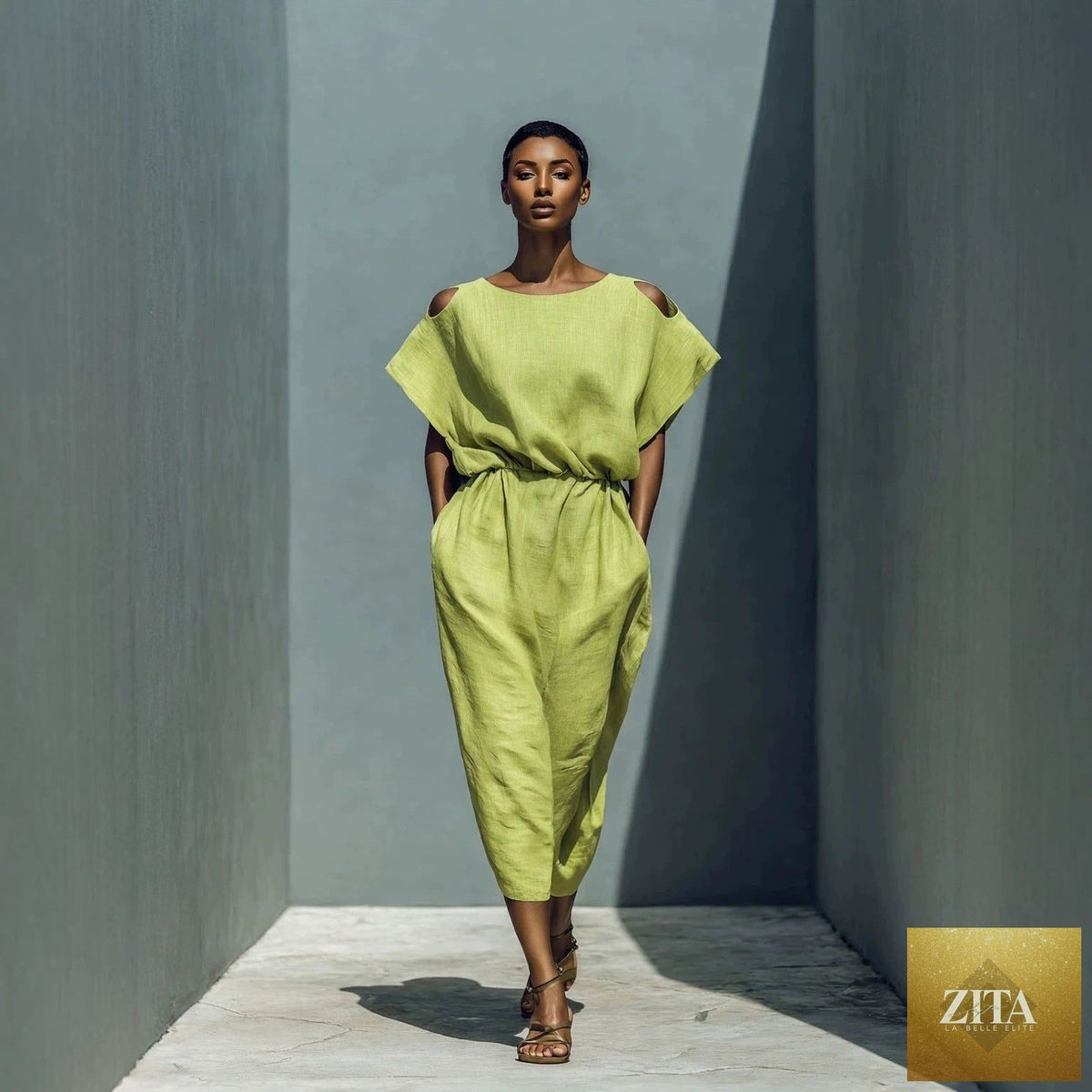 Women's batwing sleeve off-shoulder maxi dress by FitiqueFit featuring elastic waist and flowing fabric, perfect for casual or dressy occasions.