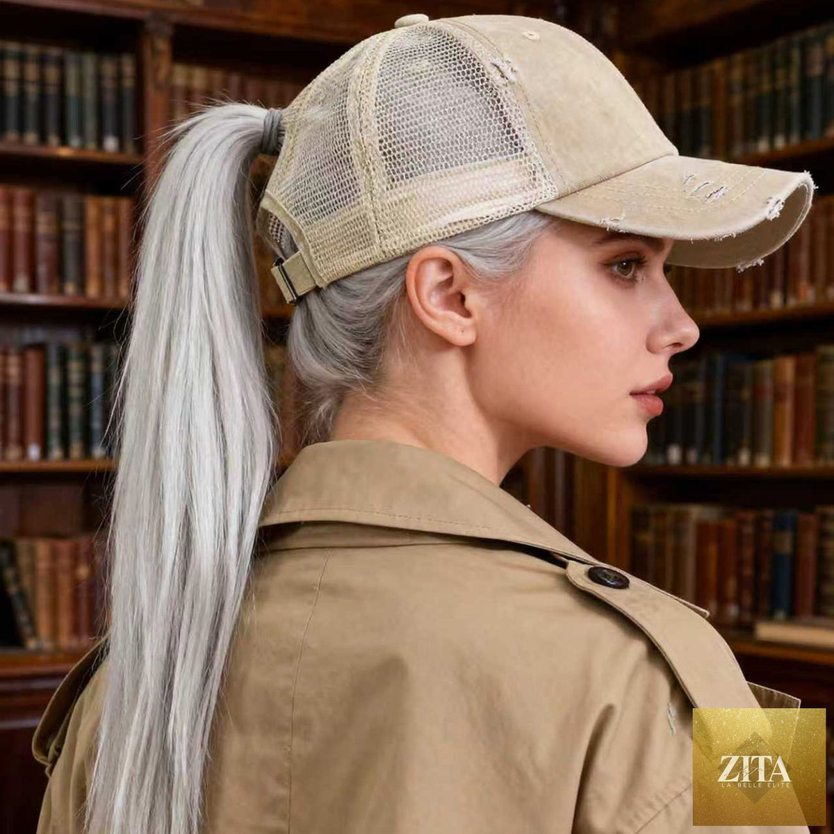 Distressed washed mesh baseball cap by FitiqueFit, frayed unisex hat for outdoor and daily casual wear.