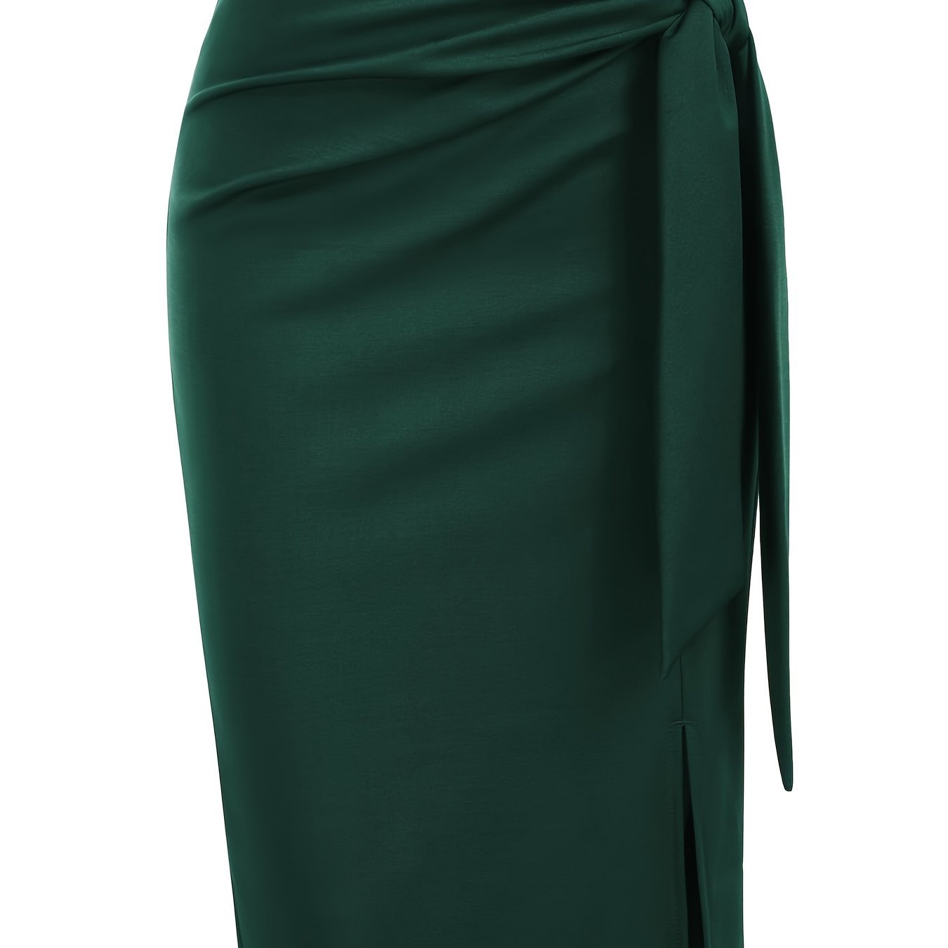 Elegant monochrome high-waisted knee-length skirt for women, shown in black and white fabric with a fitted waist and smooth fabric.