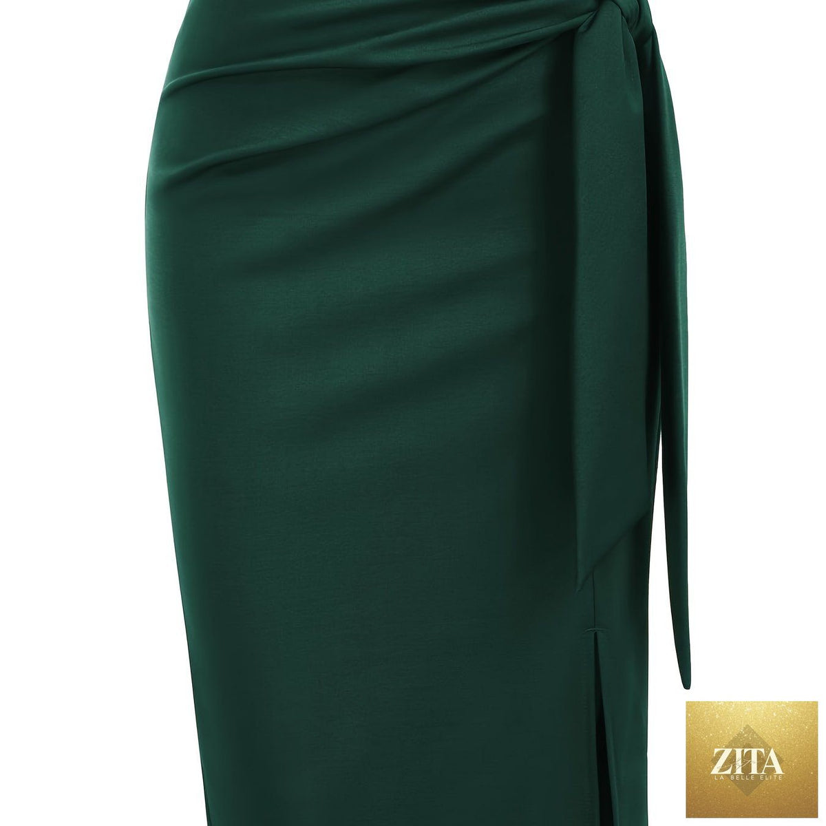 Elegant monochrome high-waisted knee-length skirt for women by Zita La Belle Elite, shown in a sleek, tailored design.