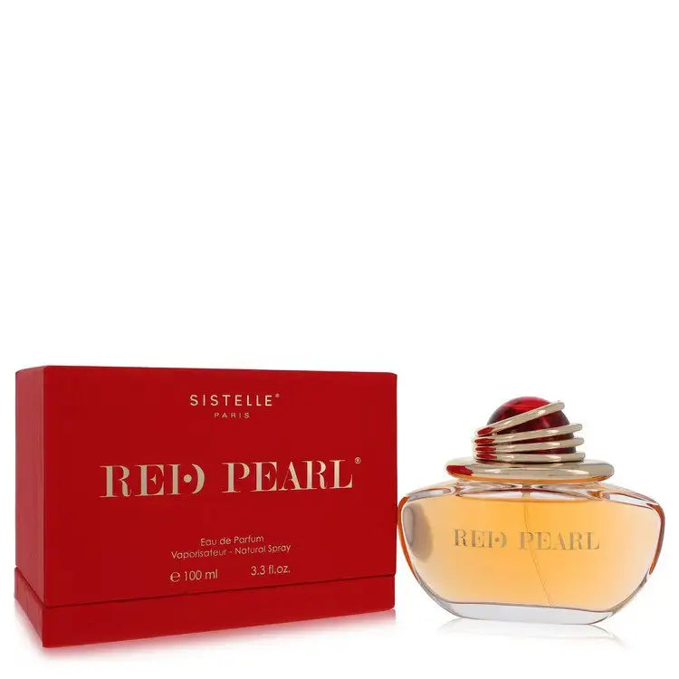 Red Pearl by Paris Bleu perfume for women, featuring a sleek red glass bottle with a silver cap, elegant and vibrant fragrance.