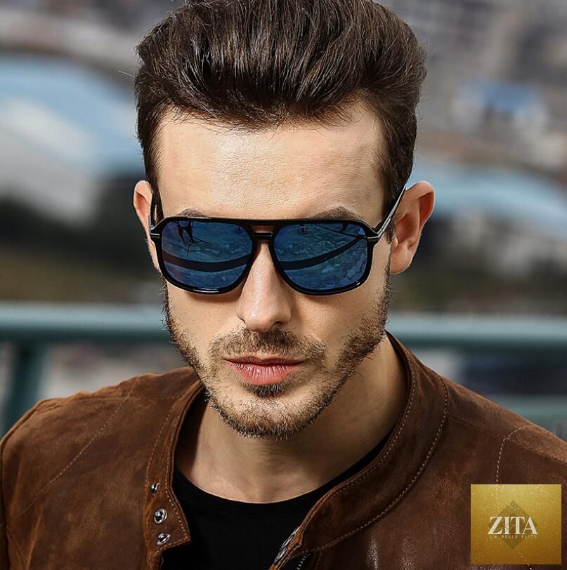 FitiqueFit oversized polarized mirror sunglasses for men with driving goggles and sun protection, stylish eye wear.