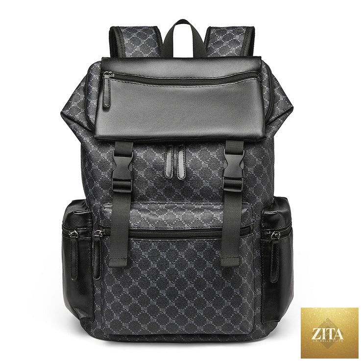Men's large-capacity travel backpack from Social Buzz eSIMs with multiple compartments and padded straps, suitable for travel and outdoor use.