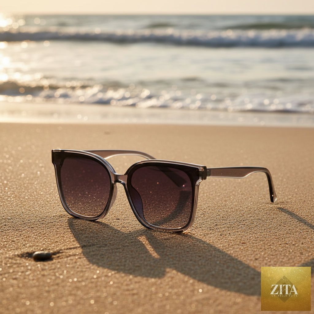 Retro INS style sunglasses by FitiqueFit featuring simple, everyday fashion shades with sleek black frames and dark tinted lenses.