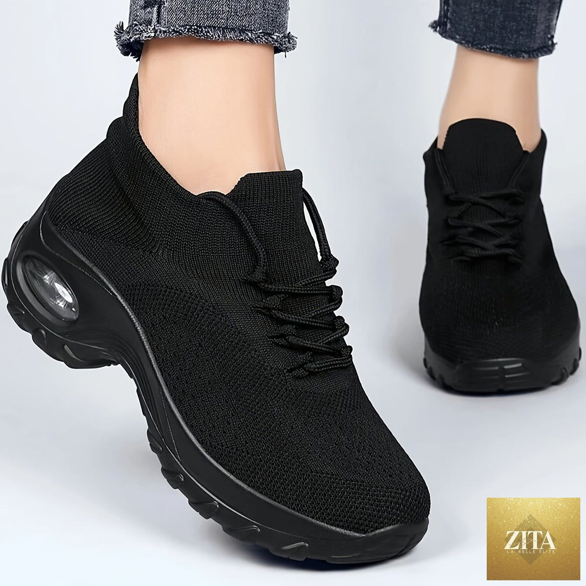 Women’s lightweight cushioned breathable arch sneakers by Trendy Attic Store01, showing a close-up of the comfortable, stylish design.