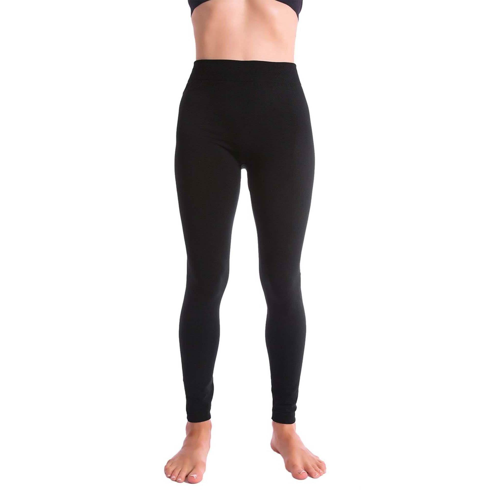 Five pairs of women's fleece-lined leggings from DailySale, cozy and warm women's bottom clothing in a multi-pack.