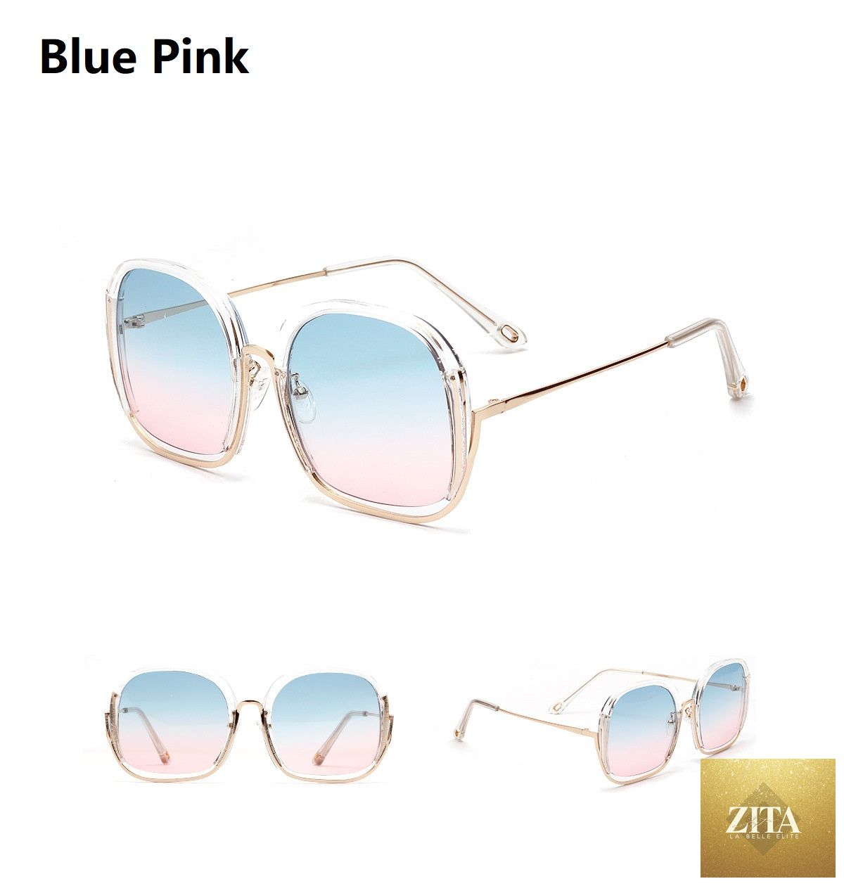 Colorful FitiqueFit UV400 half frame sunglasses with large lenses, stylish eye wear perfect for fashion and sun protection.