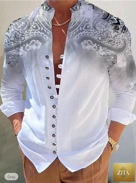 Mens fashion 3D printed shirt top by MANDOTOS, featuring intricate 3D pattern design and stylish fit on a model.