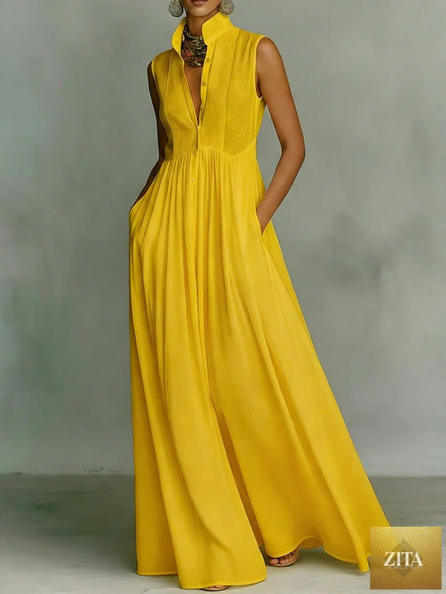 Women's FitiqueFit French-style high-waist midi dress with ribbon tie, casualwear, elegant and comfortable for versatile everyday wear.