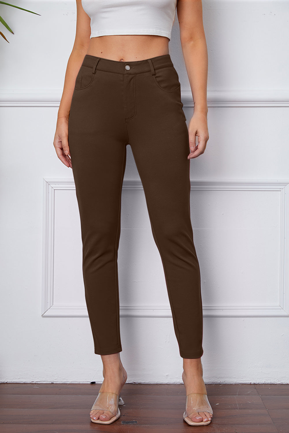 StretchyStitch Pants By Basic Bae Pocketed Opaque Stretch For Women All Day Comfort