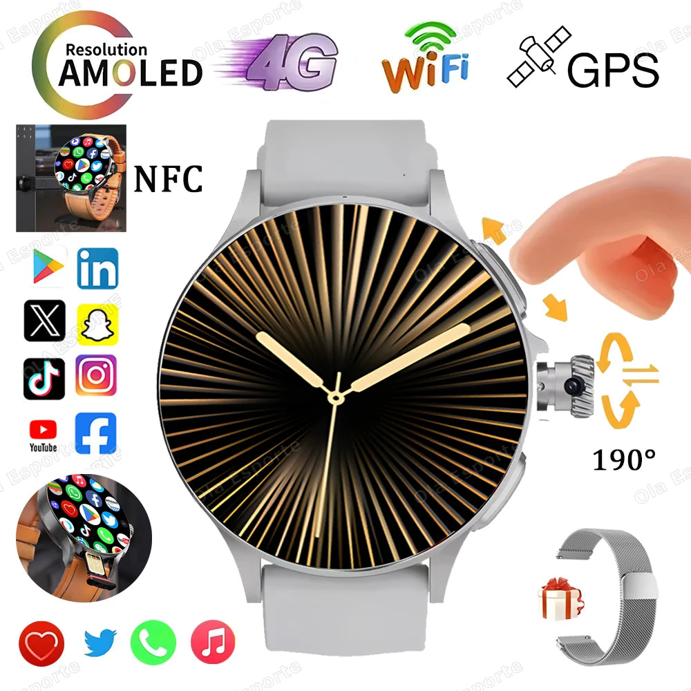 Sim Card NFC Smart Watch GPS Tracker 5G/WIFI BT Call 800W Camera 1.95Inch Payment Heart Rate Fitness Sport 1000Mah Smartwatch Me