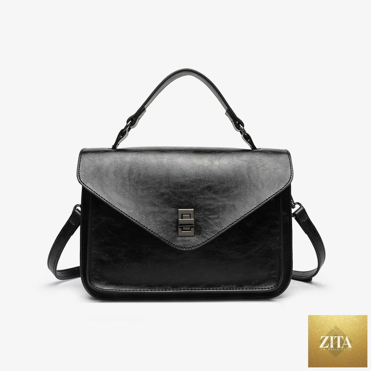 Elegant women's oil-waxed leather bag with vintage style, minimalist design, and fashionable appeal by Social Buzz eSIMs.