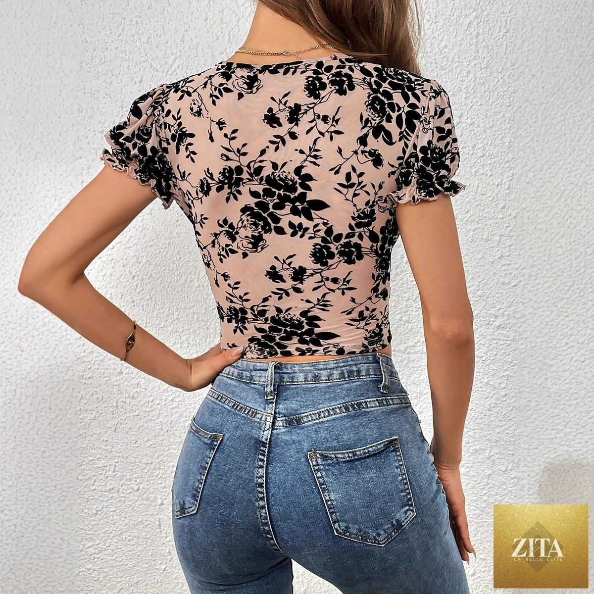 Minimalist deep V-neck short-sleeve women's T-shirt by My Store, showcasing a sleek fit and modern design.
