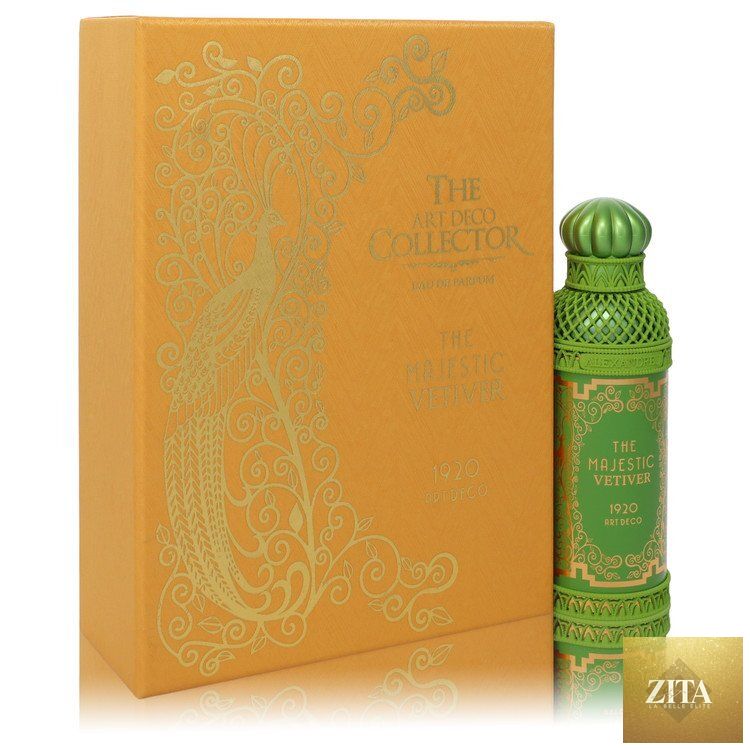 Alexandre J The Majestic Vetiver Eau de Parfum spray, 3.4 oz, for unisex, featuring a sleek bottle with elegant design elements.
