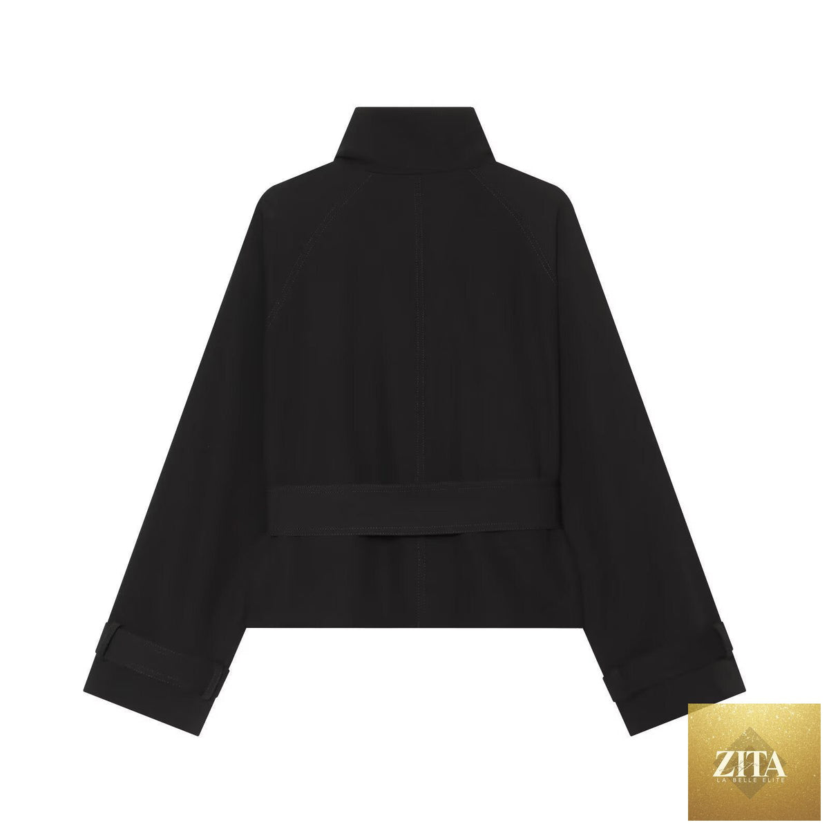 Cropped Double-Breasted Jacket with Gold Hardware