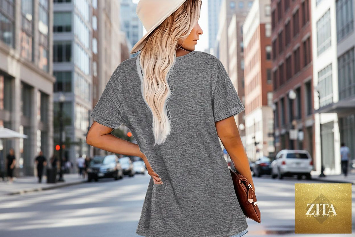 Zita La Belle Elite women's round neck short sleeve casual T-shirt in soft fabric, perfect for summer wear.