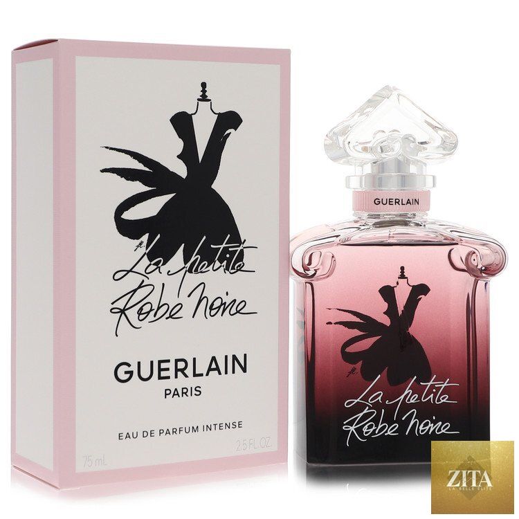 Guerlain La Petite Robe Noire Intense EDP bottle for women, 2.5 oz, with elegant packaging and fragrance details.