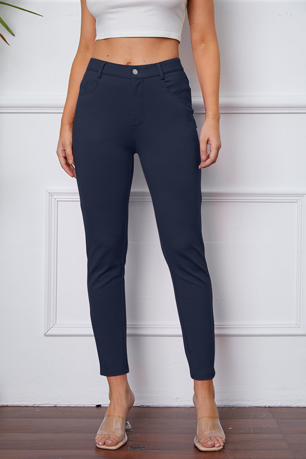 StretchyStitch Pants By Basic Bae Pocketed Opaque Stretch For Women All Day Comfort