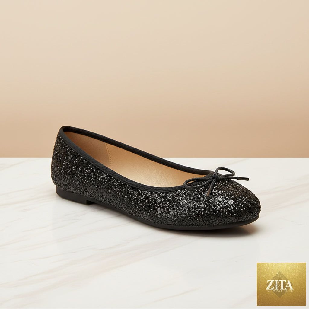 Women's classic egg-roll edge slip-on flats by FitiqueFit, inspired by Chanel round toe pumps, with a sleek, stylish design.