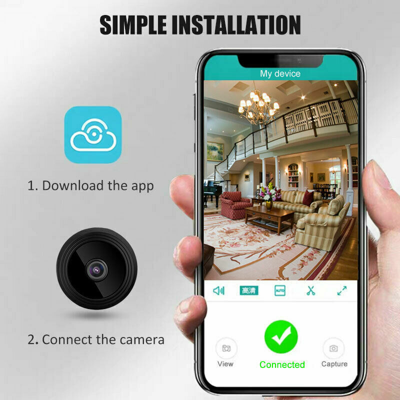 Mini Wireless Hidden Camera WiFi IP Home Security DVR Night Vision HD Puce Gaia