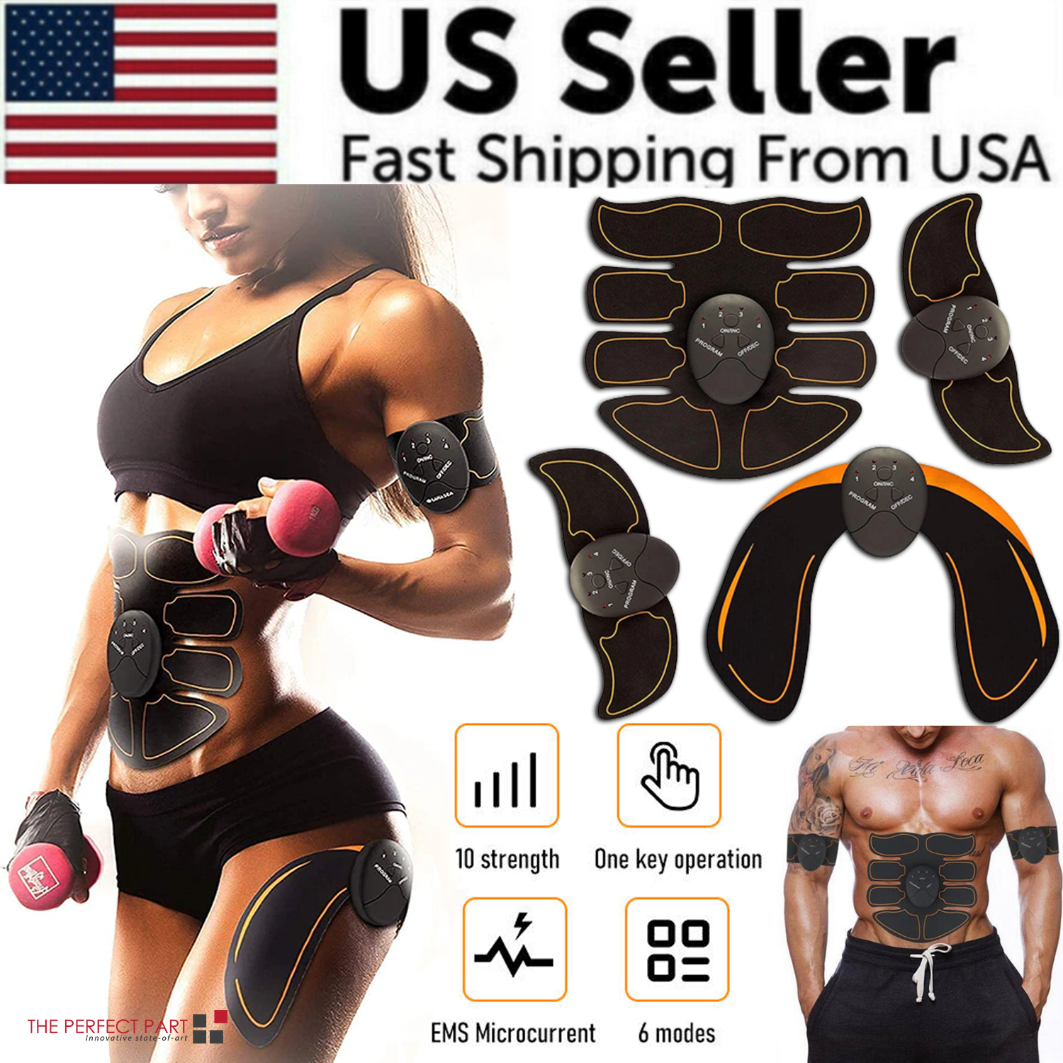 EMS Abdominal Muscle Toning Trainer ABS Stimulator Toner Fitness Puce Gaia