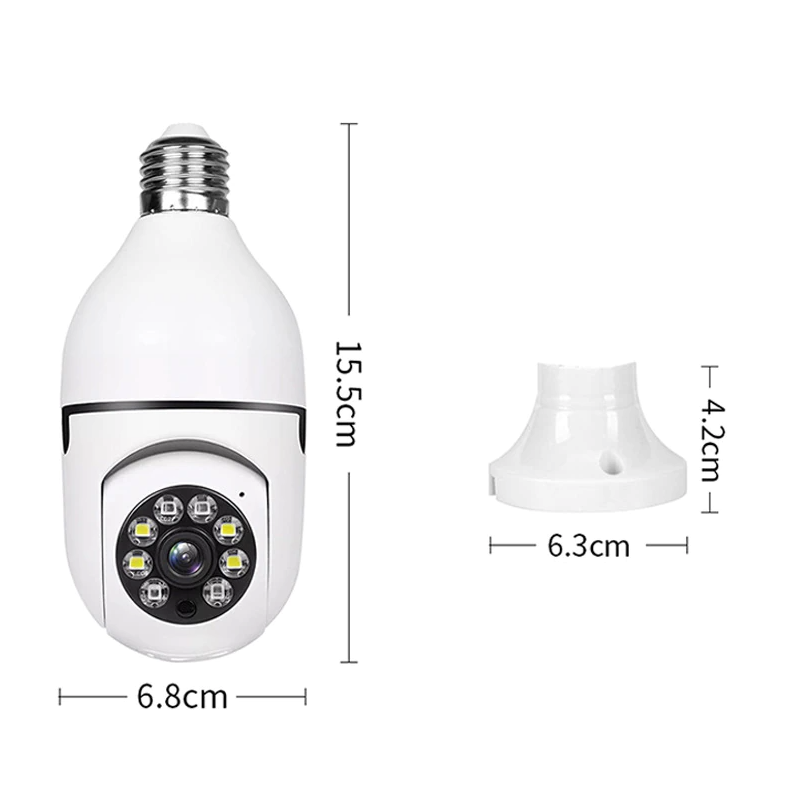 360° 1080P IP E27 Light Bulb Camera Wi-Fi IR Night Smart Home Wireless Puce Gaia